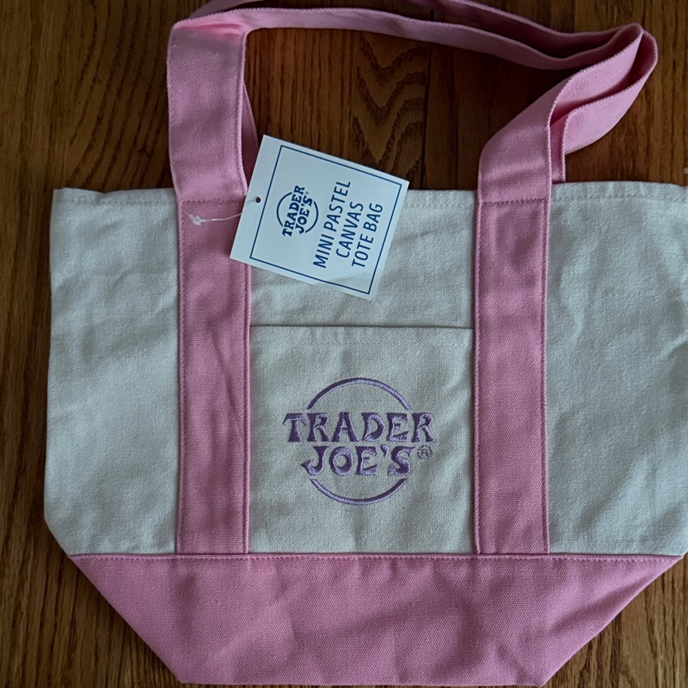 Trader Joe’s Mini Totes - Pastel Pink and Cream Canvas Tote